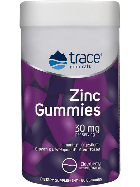 Trace Minerals, Zinc Gummies, Elderberry, 60 Gummies