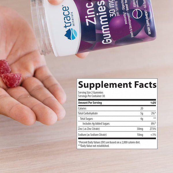 Trace Minerals, Zinc Gummies, Elderberry, 60 Gummies