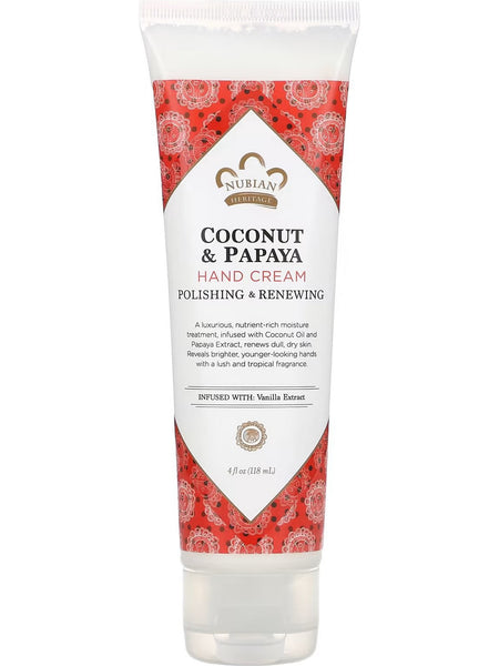 Nubian Heritage, Polishing & Renewing Hand Cream Coconut & Papaya, 4 oz