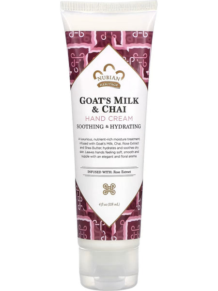 Nubian Heritage, Hand Cream Goat's Milk & Chai, 4 oz