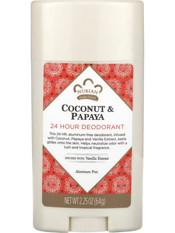 Nubian Heritage, Deodorant Coconut Papaya, 2.25 oz