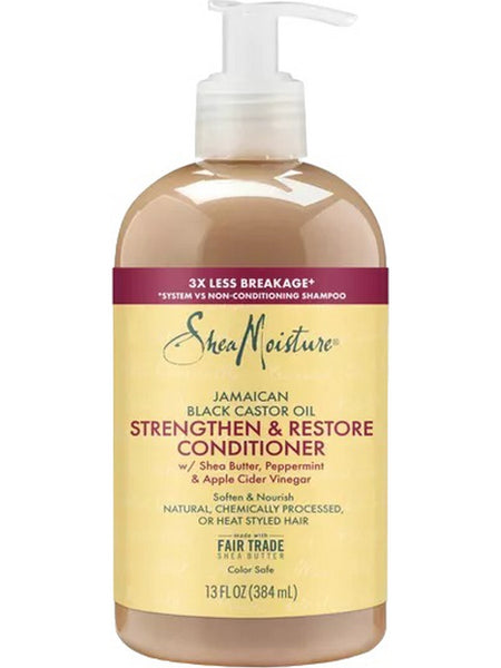 SheaMoisture, Jamaican Black Castor Oil, Strengthen and Restore Conditioner with Shea Butter, Peppermint and Apple Cider Vinegar, 13 fl oz