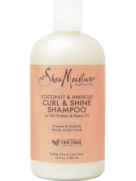 SheaMoisture, Coconut and Hibiscus, Curl and Shine Shampoo with Silk Protein and Neem Oil, 13 fl oz