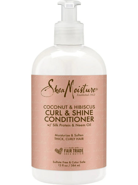 SheaMoisture, Coconut and Hibiscus, Curl and Shine Conditioner with Silk Protein and Neem Oil, 13 fl oz