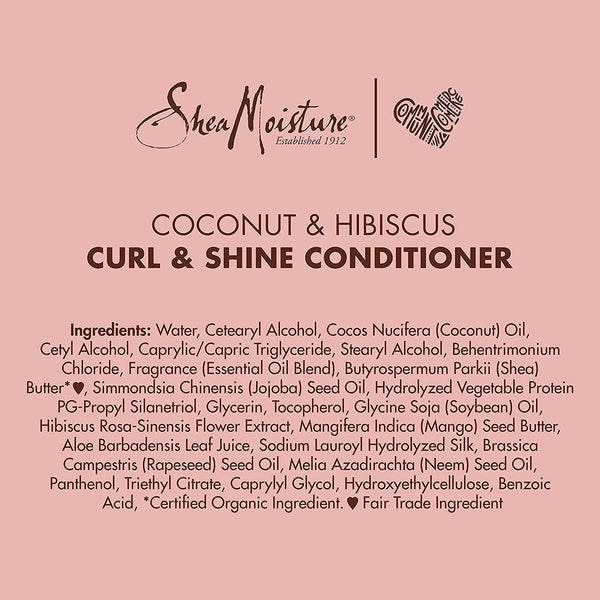 SheaMoisture, Coconut and Hibiscus, Curl and Shine Conditioner with Silk Protein and Neem Oil, 13 fl oz