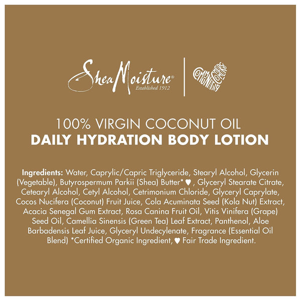 SheaMoisture, 100% Virgin Coconut Oil, Daily Hydration Body Lotion with Coconut Milk and Acacia Senegal, 16 fl oz