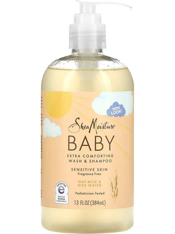 SheaMoisture, Baby Extra Comforting Wash and Shampoo, Oat Milk and Rice Water, Fragrance Free, 13 fl oz