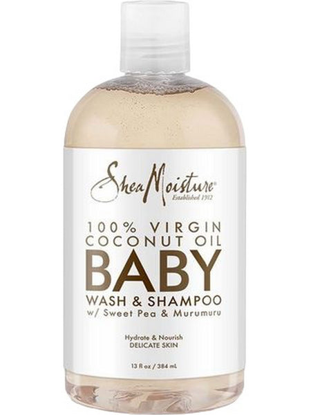 SheaMoisture, 100% Virgin Coconut Oil, Baby Wash and Shampoo with Sweet Pea and Murumuru, 13 fl oz