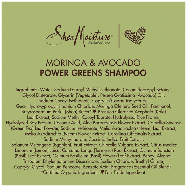 SheaMoisture, Moringa and Avocado, Shampoo with Kale, Matcha and Green Algae, 384 ml