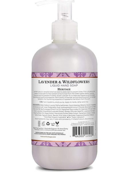 Nubian Heritage, Lavender & Wildflowers Liquid Hand Soap, 12.3 oz