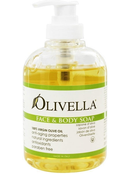 OLIVELLA, Liquid Face and Body Soap Pump, Original (Small), 10.14 fl oz