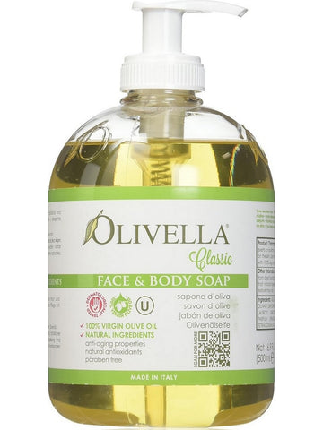 OLIVELLA, Liquid Face and Body Soap Pump, Original, 16.9 fl oz