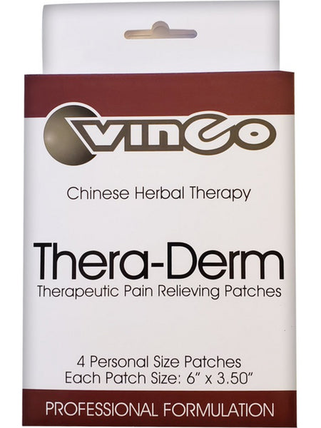 Vinco, Thera-Derm, Therapeutic Pain Relieving Patches, 4 Personal Size Patches (6 in. x 3.50 in.)