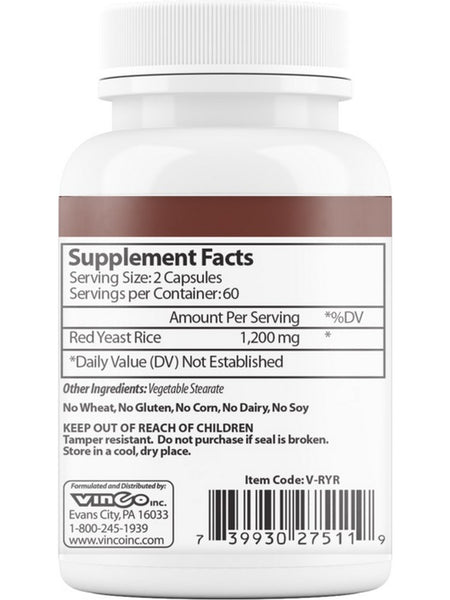 Vinco, Red Yeast Rice, 120 Vegetarian Capsules