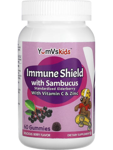 YumV's, Immune Shield with Sambucus Standardized Elderberry with Vitamin C and Zinc, Delicious Berry, 60 Gummies