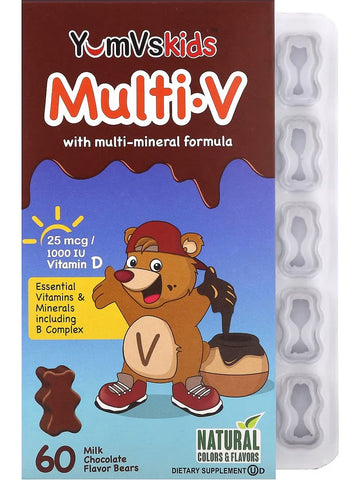 YumV's, Multi-V with Multi-Mineral Formula, 25 mcg, 1000 IU, Milk Chocolate, 60 Flavor Bears