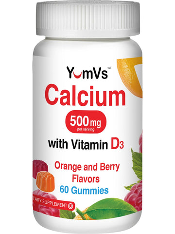 YumV's, Calcium with Vitamin D3, 500 mg, Orange and Berry, 60 Gummies