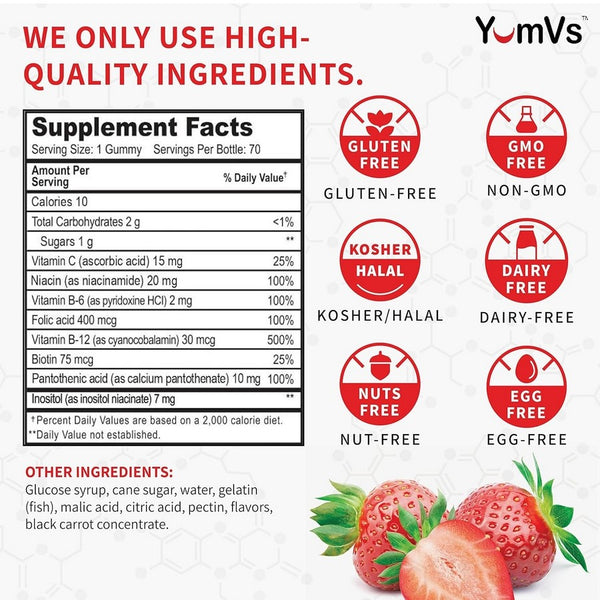 YumV's, B Complex with Vitamin C, Strawberry, 70 Gummies