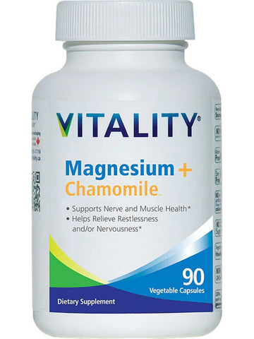 VITALITY, Magnesium + Chamomile, 90 Vegetable Capsules