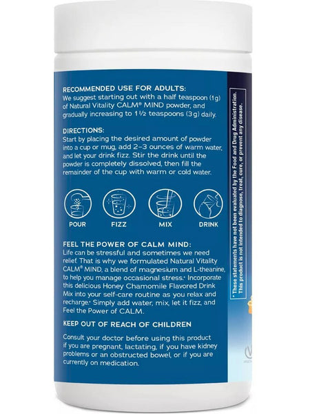 Natural Vitality, Calm Mind, Magnesium Suplement with L-Theanine, Honey Chamomile, 6 oz