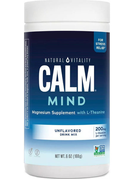 Natural Vitality, Calm Mind, Magnesium Suplement with L-Theanine, Unflavored, 6 oz