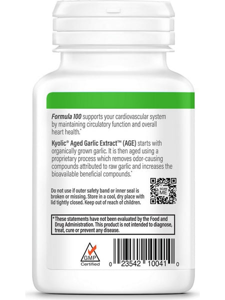 Wakunaga, Kyolic, Cardiovascular Health Formula 100, 100 Capsules