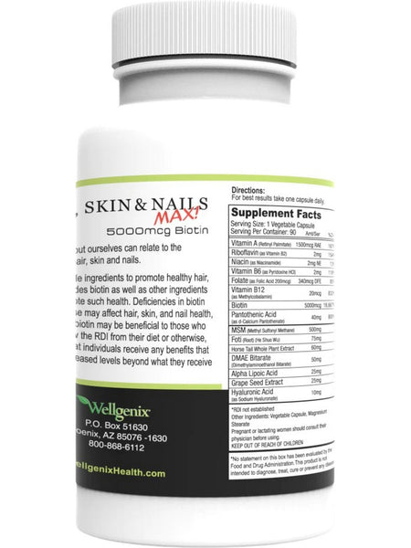 Wellgenix, Purvana Max Hair, Skin, and Nails, 5000 mcg, 90 Vegetable Capsules,