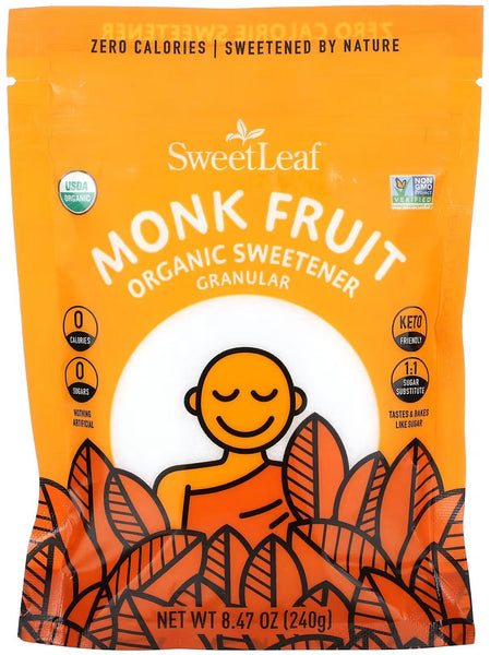 SweetLeaf, SweetLeaf Organic Monk Fruit Powder Sweetener Granular Bag, 240 gm