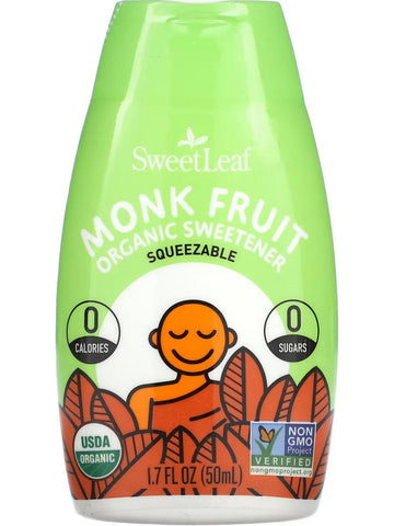 SweetLeaf, SweetLeaf Organic Monk Fruit Sweetener Squeezable Unflavored, 1.7 oz fl oz