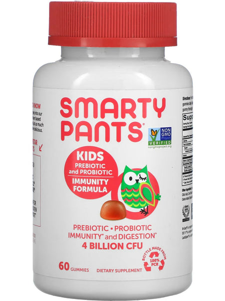 SmartyPants Vitamins, Kids Prebiotic and Probiotic Immunity Formula, 4 Billion CFU, Strawberry Crème, 60 Gummies