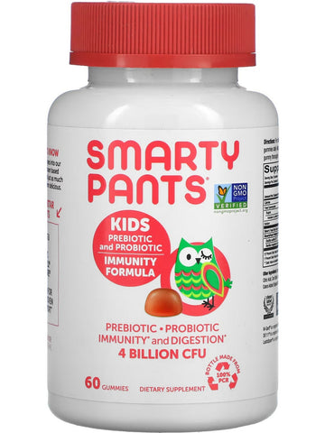 SmartyPants Vitamins, Kids Prebiotic and Probiotic Immunity Formula, 4 Billion CFU, Strawberry Crème, 60 Gummies