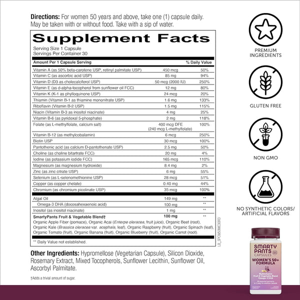 SmartyPants Vitamins, Women's 50+ Multi, 30 Vegetarian Capsules