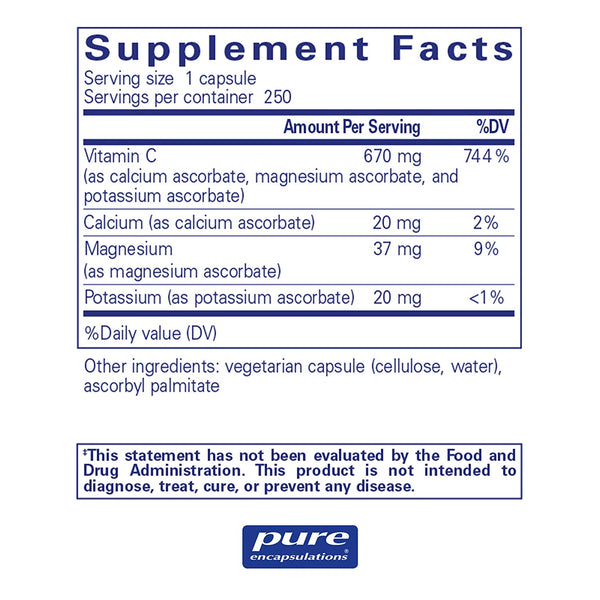 Pure Encapsulations, Buffered Ascorbic Acid, 250 caps