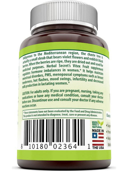 Herbal Secrets, Vitex Fruit, 400 mg, 250 Capsules