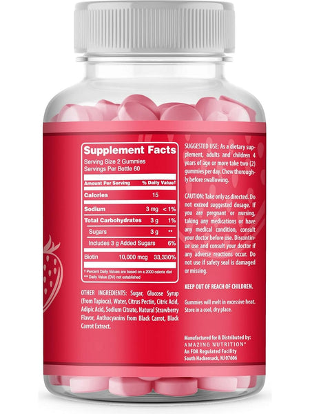 Amazing Nutrition, Amazing Gummies, Biotin, 120 Strawberry Gummies