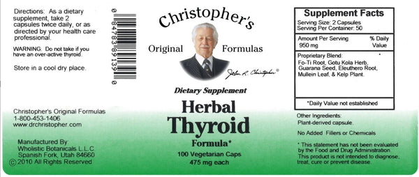 Christopher's Original Formulas, Herbal Thyroid, 100 Vegetarian Caps