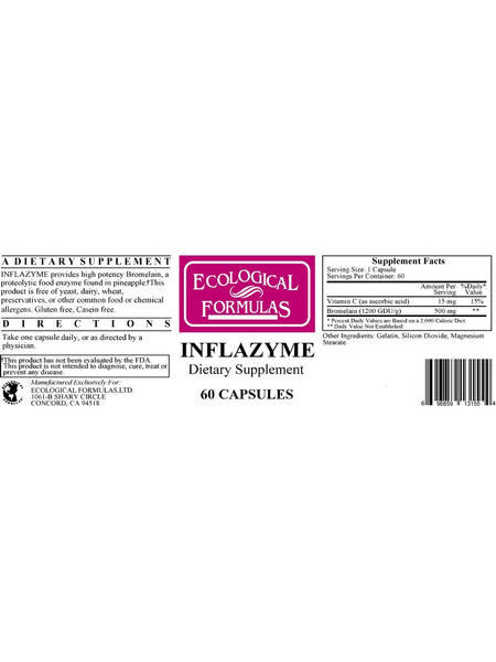 Ecological Formulas, Inflazyme, 60 Capsules