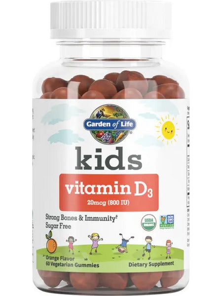 Garden of Life, Kids Vitamin D3 Gummies, 20 mcg, 800 IU, 60 Vegetarian Gummies