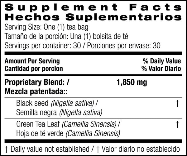 Bio Nutrition, Black Seed Tea with Green Tea, 30 Tea Bags