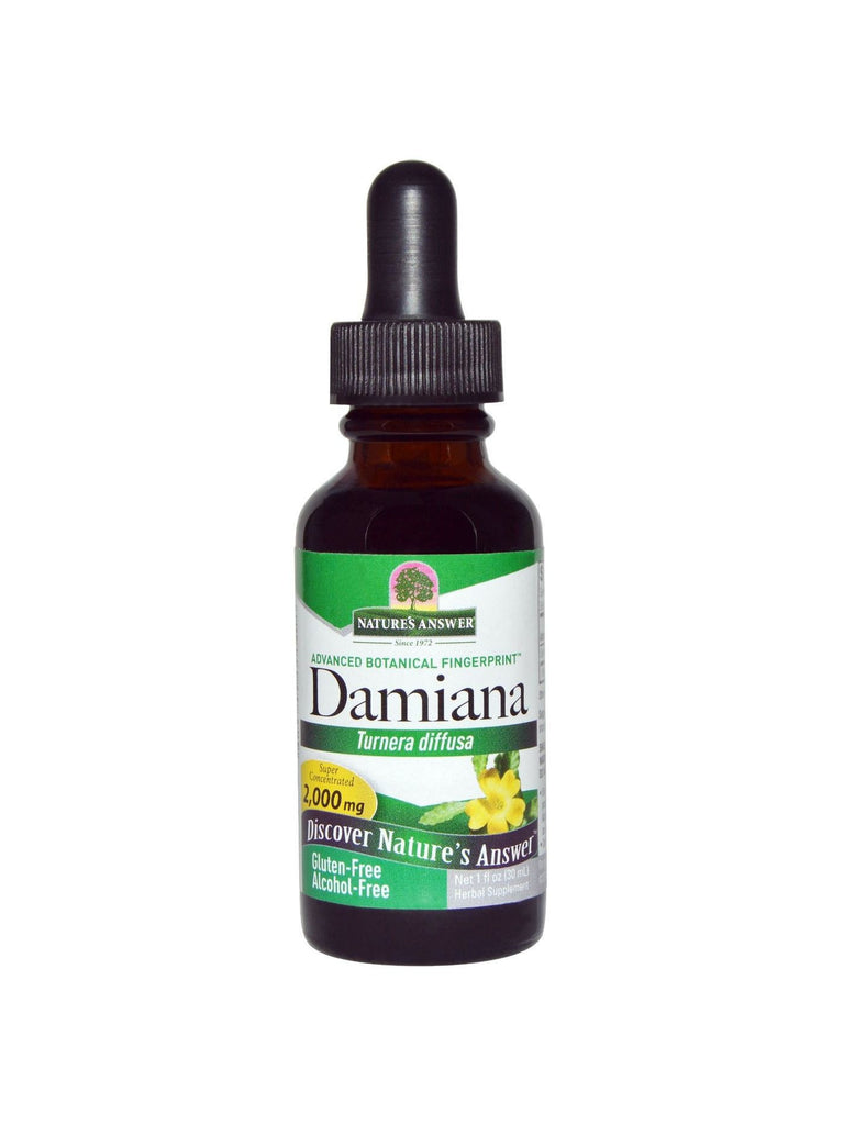 Damiana Leaves Alcohol Free Extract, 1 oz, Nature's Answer