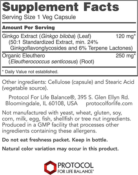 Protocol For Life Balance, Ginkgo Biloba, 120 mg, 100 Veg Capsules