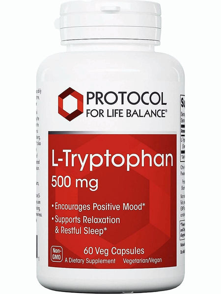 Protocol For Life Balance, L-Tryptophan, 500 mg, 60 Veg Capsules