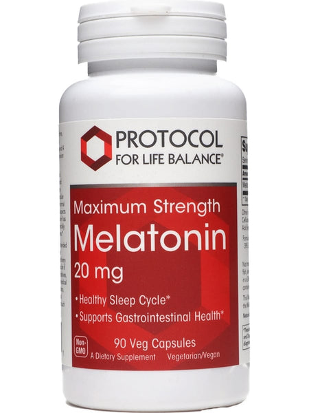 Protocol For Life Balance, Melatonin, Maximum Strength, 20 mg, 90 Veg Capsules