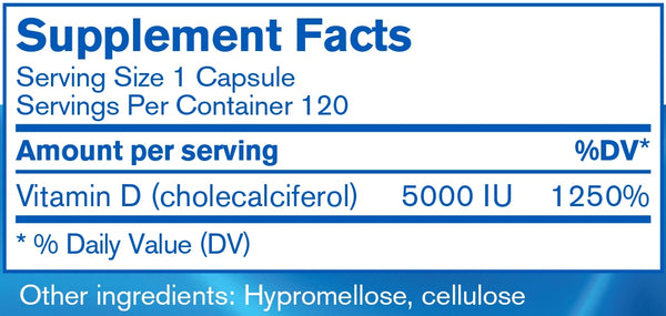 Pharmax, Vitamin D 5000 IU, 120 Vegetable Capsules