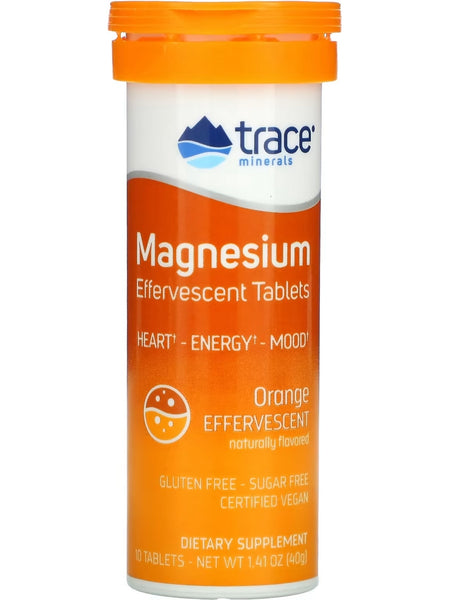 Trace Minerals, Magnesium Effervescent Tablets, Orange, 10 Tablets